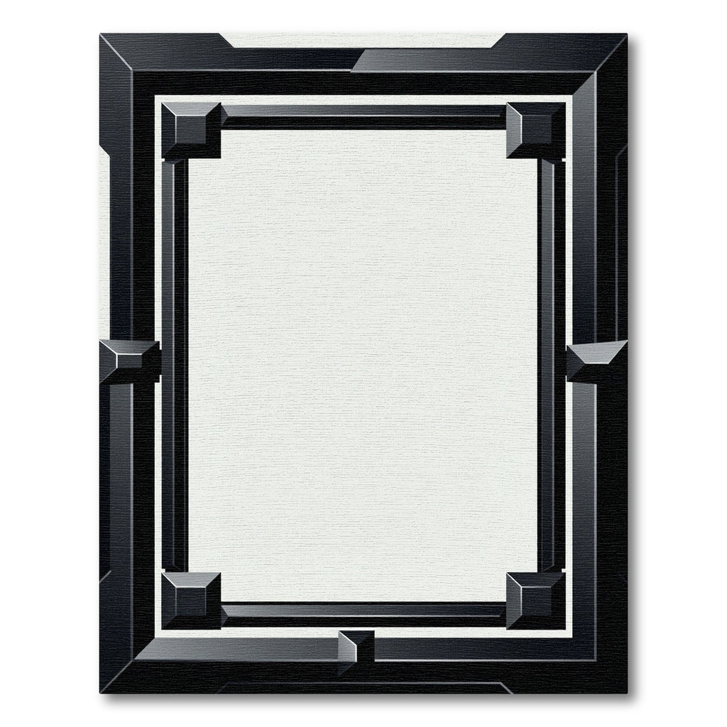 Modern Black Geometric Frame Rug