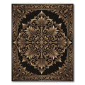 Ornate Gold Filigree Damask Scroll Rug