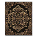 Ornate Gold Filigree Damask Scroll Rug