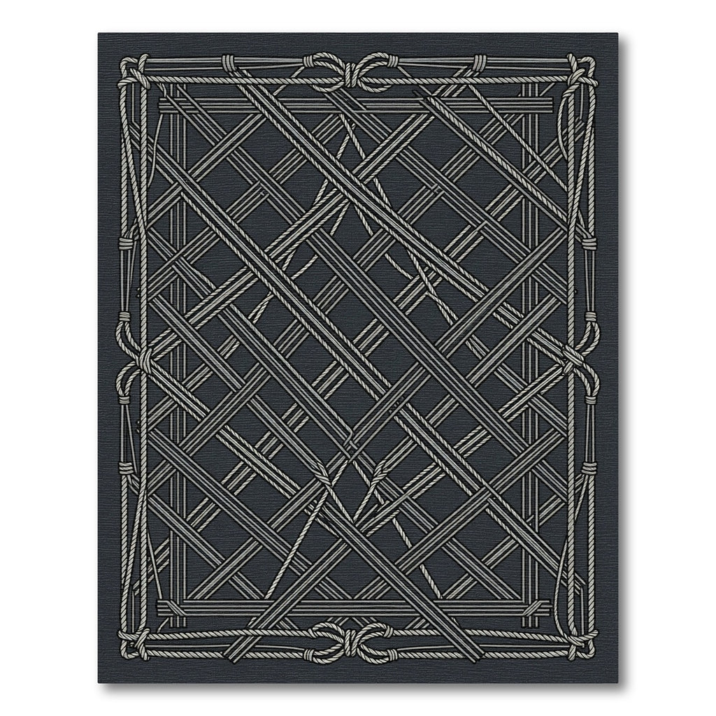 Navy Rope Lattice Border Rug