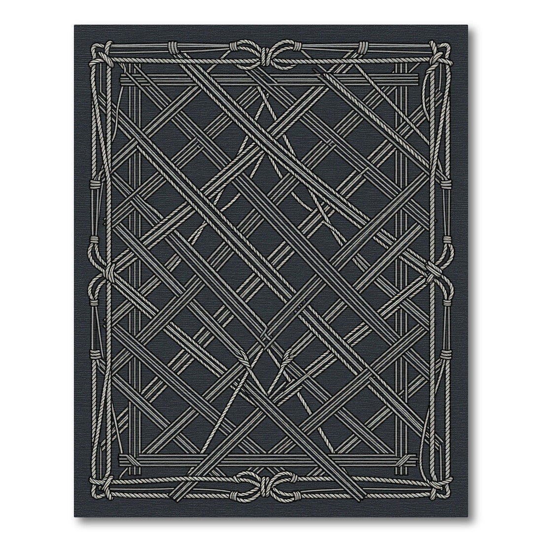 Navy Rope Lattice Border Rug