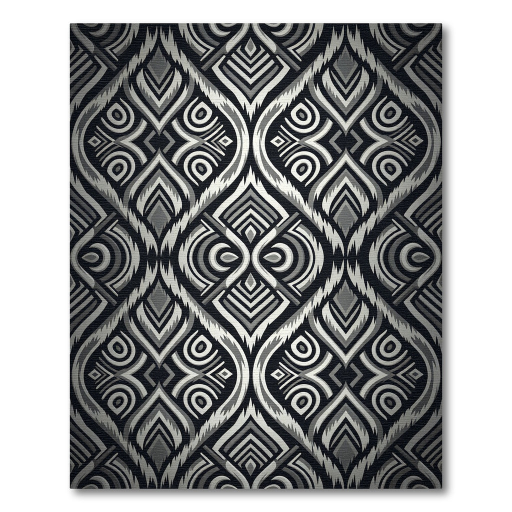 Monochromatic Tribal Diamond Geometric Area Decor Rug