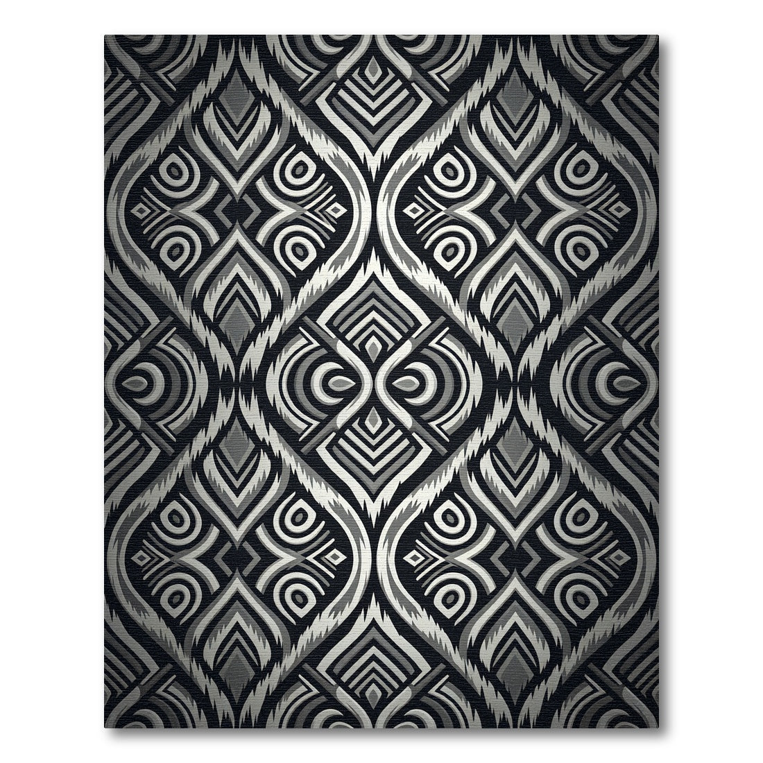 Monochromatic Tribal Diamond Geometric Area Decor Rug