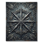 Metallic Silver Compass Star Plaque Rug