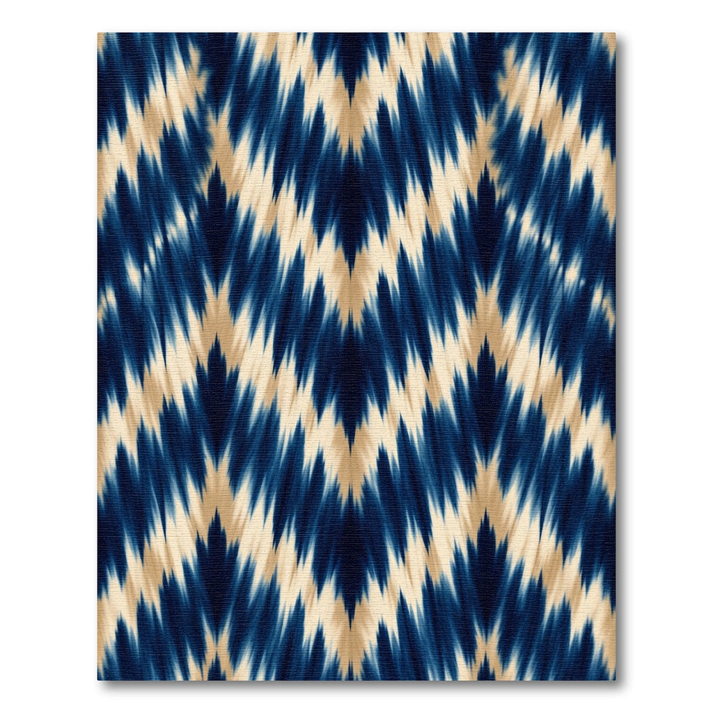 Indigo Blue Abstract Chevron Ikat Rug