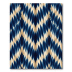 Indigo Blue Abstract Chevron Ikat Rug