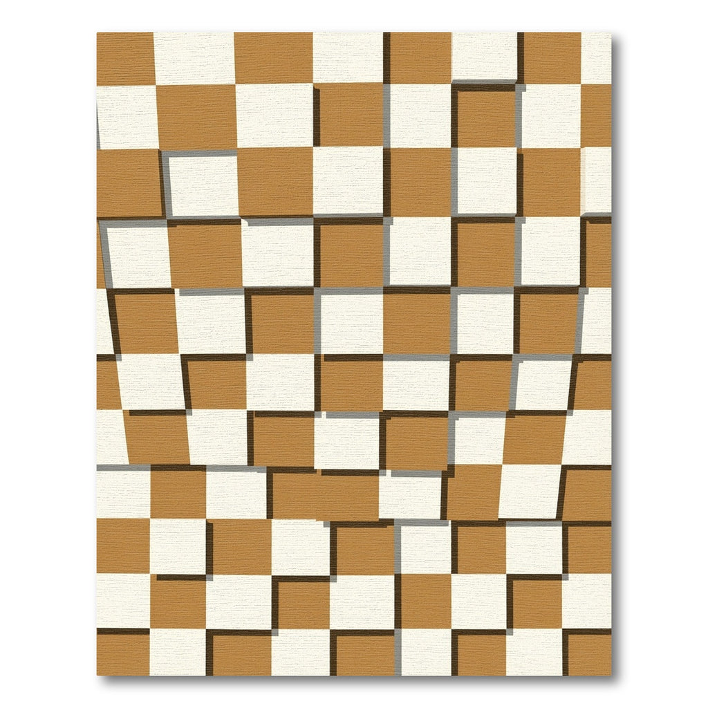 Modern Earthy Tonal Geometric Checkered Rug