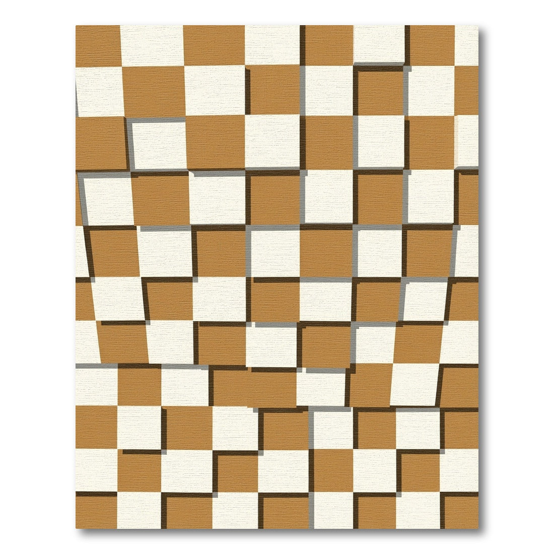 Modern Earthy Tonal Geometric Checkered Rug