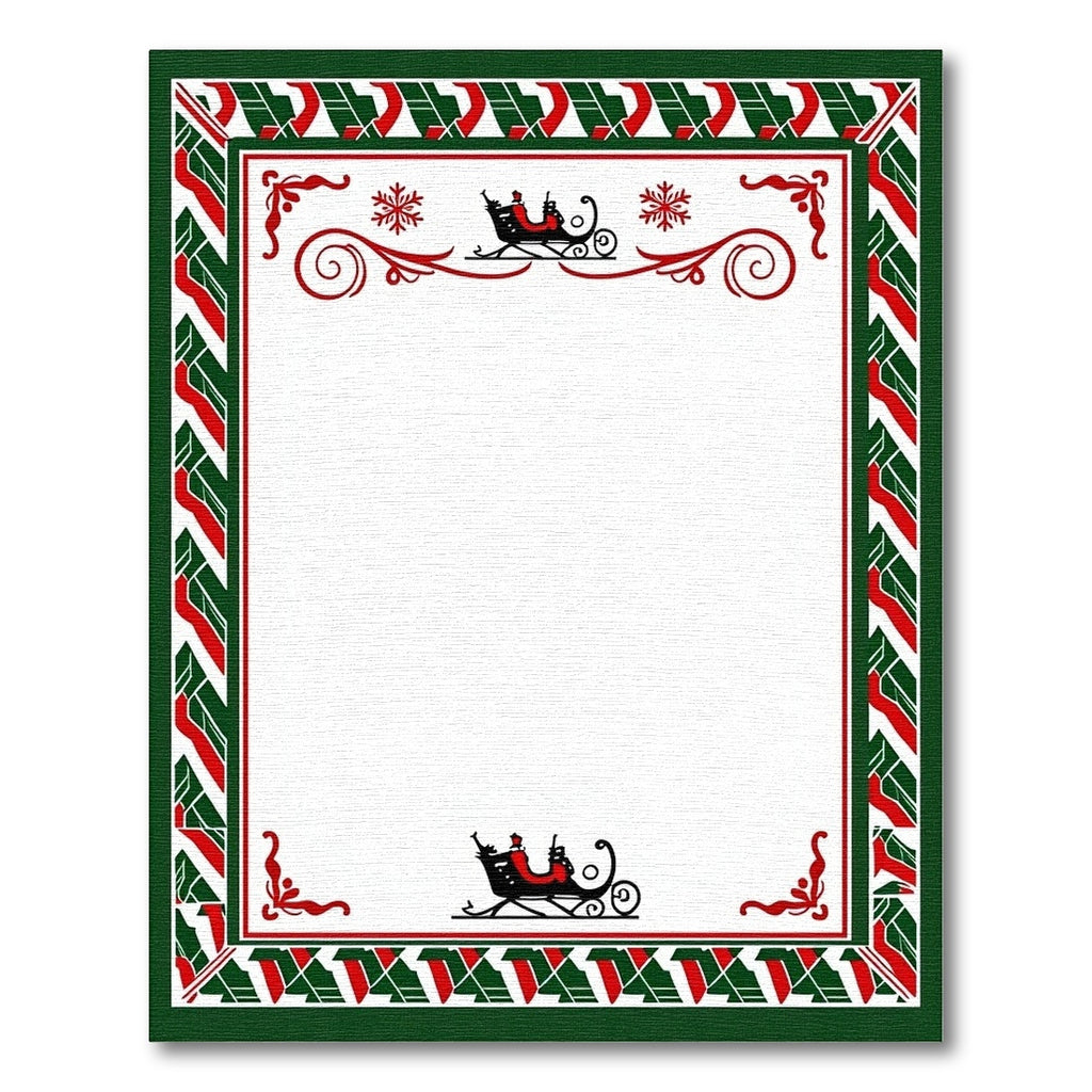 Festive Red Green Sleigh Border Rug