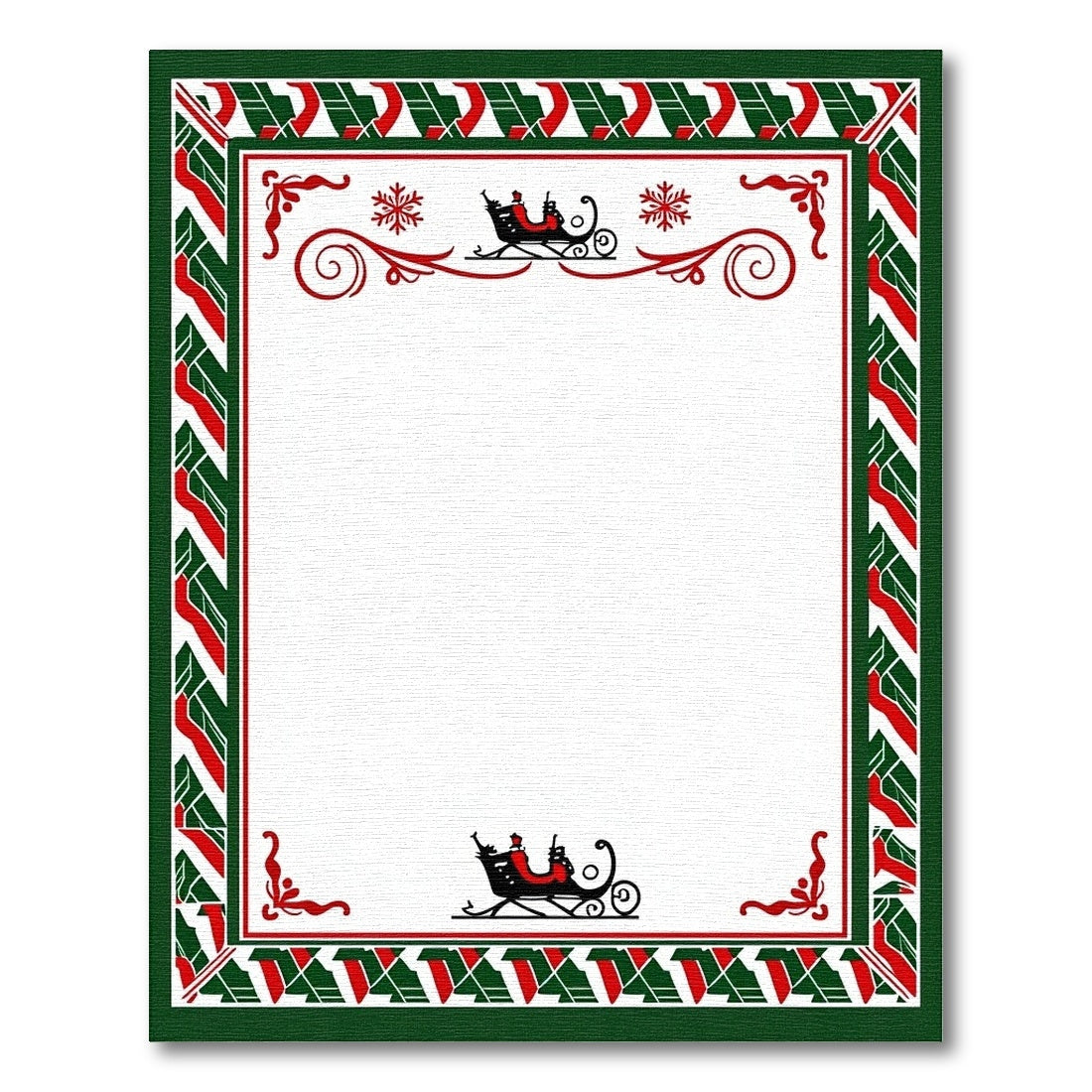 Festive Red Green Sleigh Border Rug