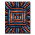 Geometric Rustic Blue and Copper Logs Rug