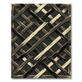 Rustic Ebony Wood Lattice Abstract Art Rug