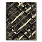 Rustic Ebony Wood Lattice Abstract Art Rug