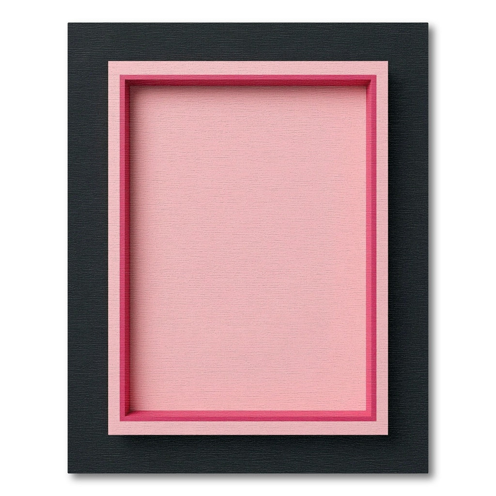Soft Pink Layered Geometric Frame Rug