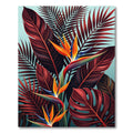 Vibrant Red Tropical Bird of Paradise Leaves Rug