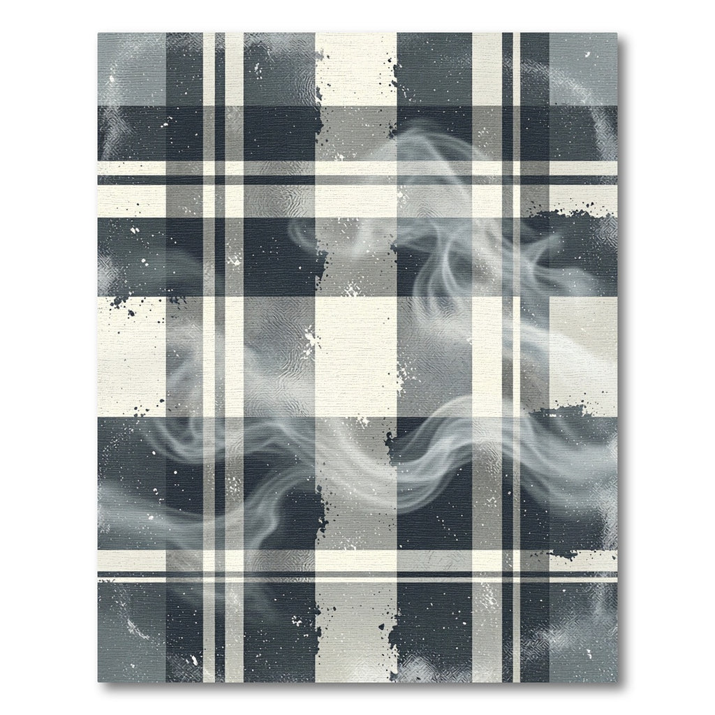 Smoky Charcoal Plaid Abstract Grid Rug