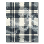 Smoky Charcoal Plaid Abstract Grid Rug