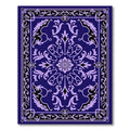Deep Blue Lilac Floral Medallion Frame Rug