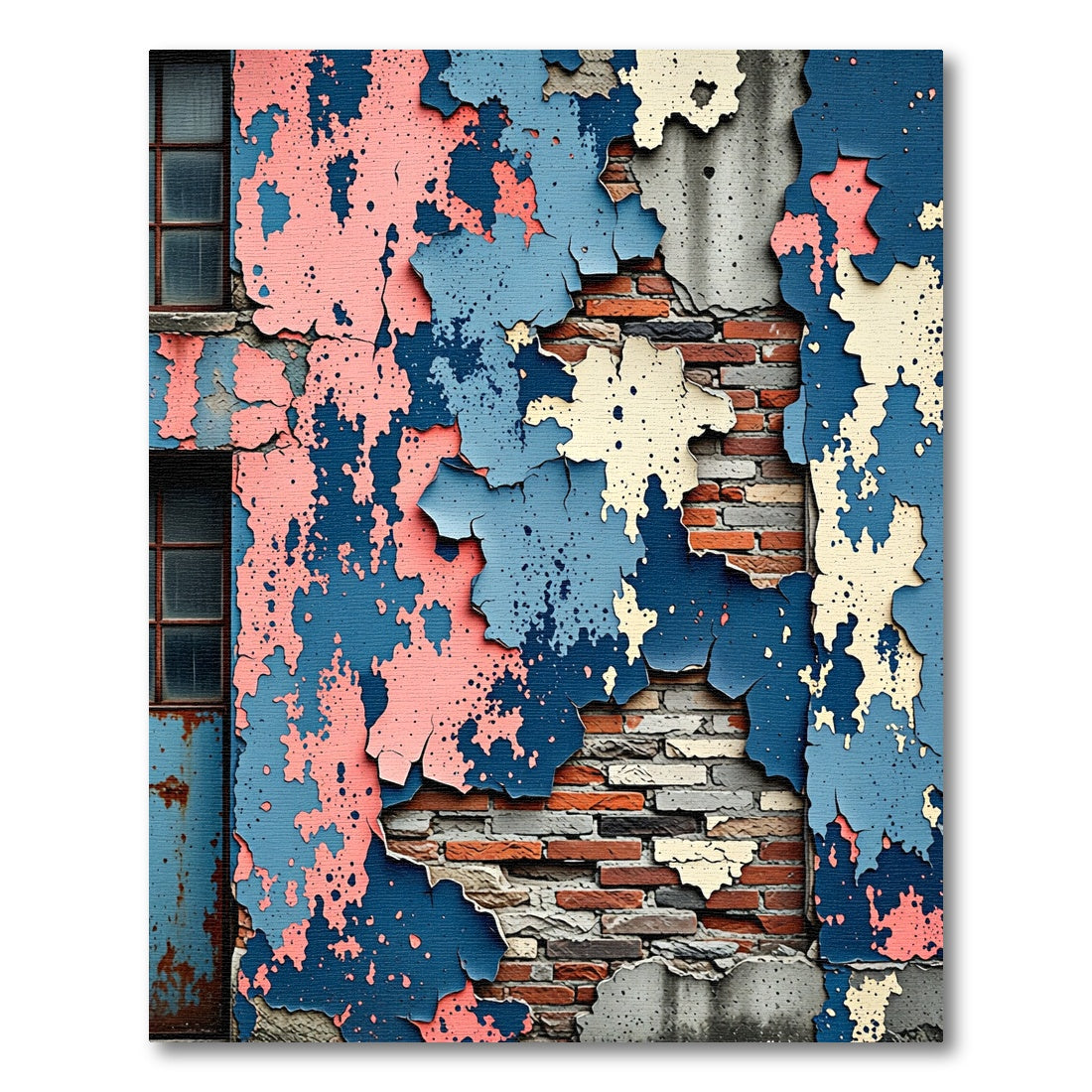 Peeling Pink Blue Textured Wall Rug