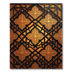 Ornate Golden Arabesque Lattice Black Relief Rug