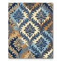 Damask Watercolor Splash Blue Gold Rug