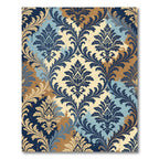 Damask Watercolor Splash Blue Gold Rug