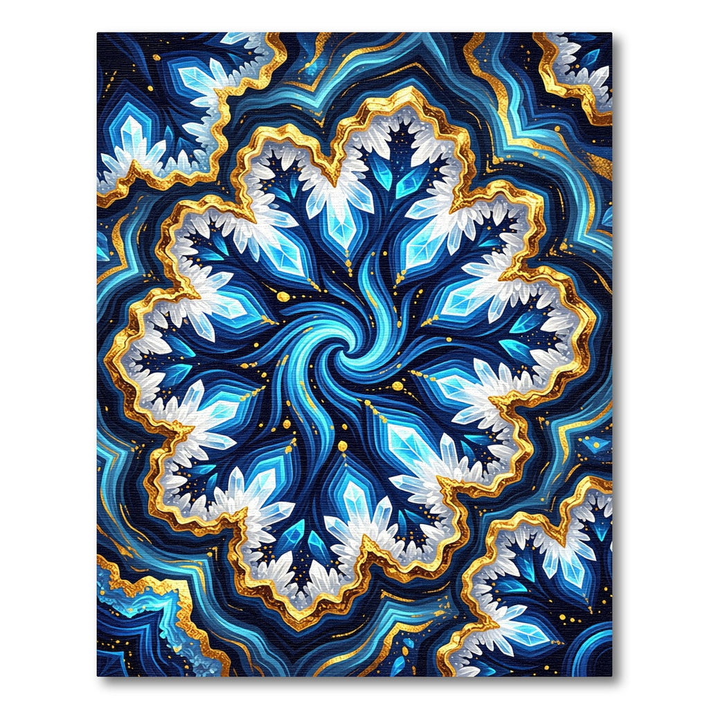 Deep Blue Crystal Geode Abstraction Rug