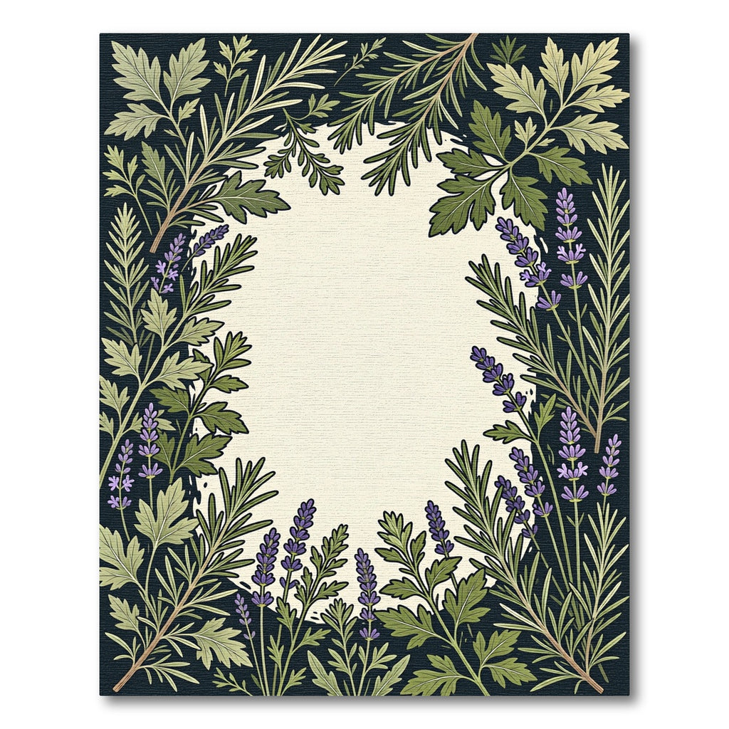 Green Lavender Floral Border Rug