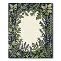 Green Lavender Floral Border Rug