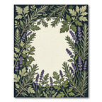 Green Lavender Floral Border Rug