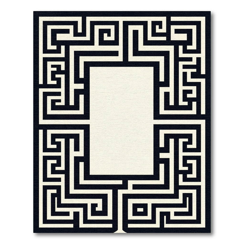 Classic Black Ivory Labyrinth Border Rug