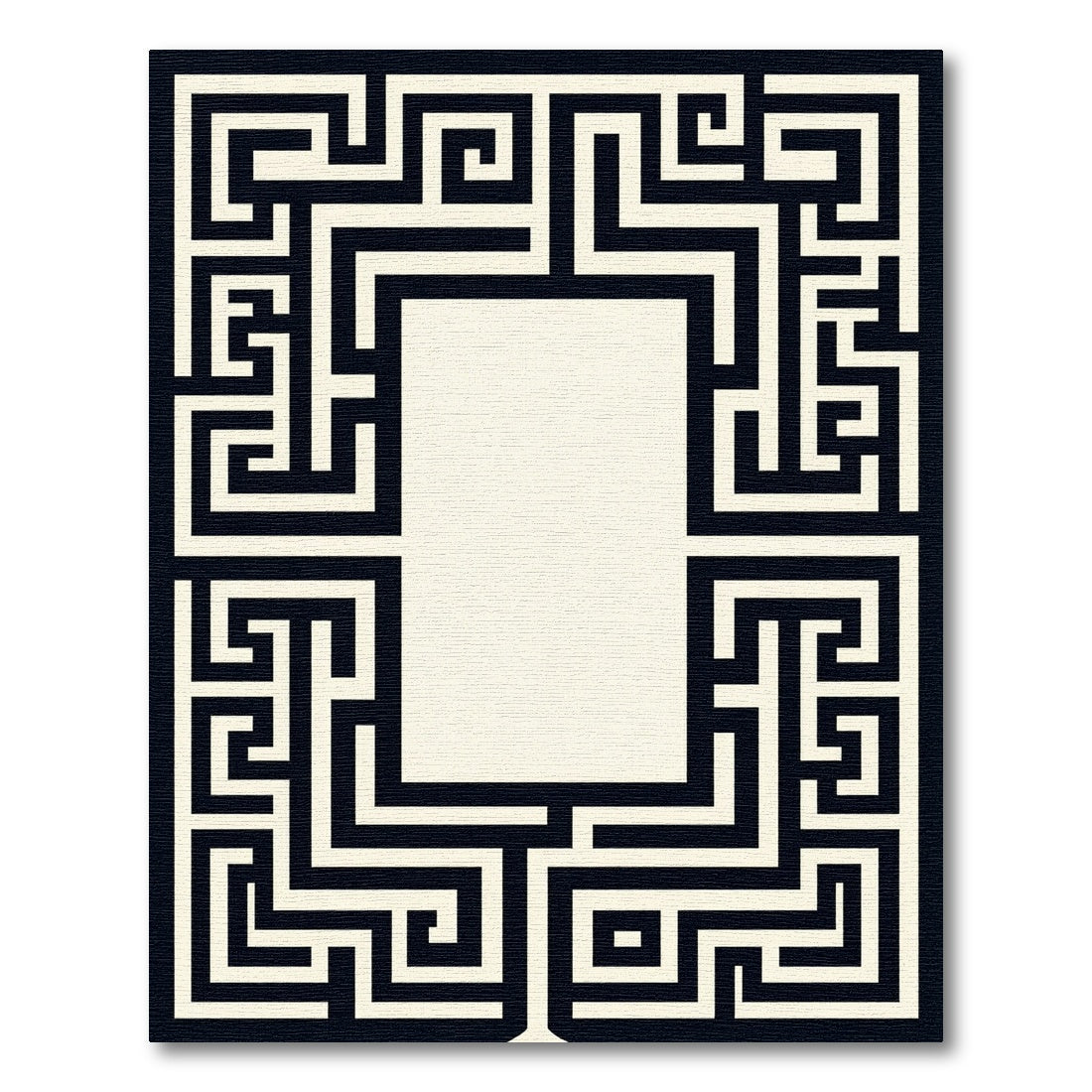 Classic Black Ivory Labyrinth Border Rug