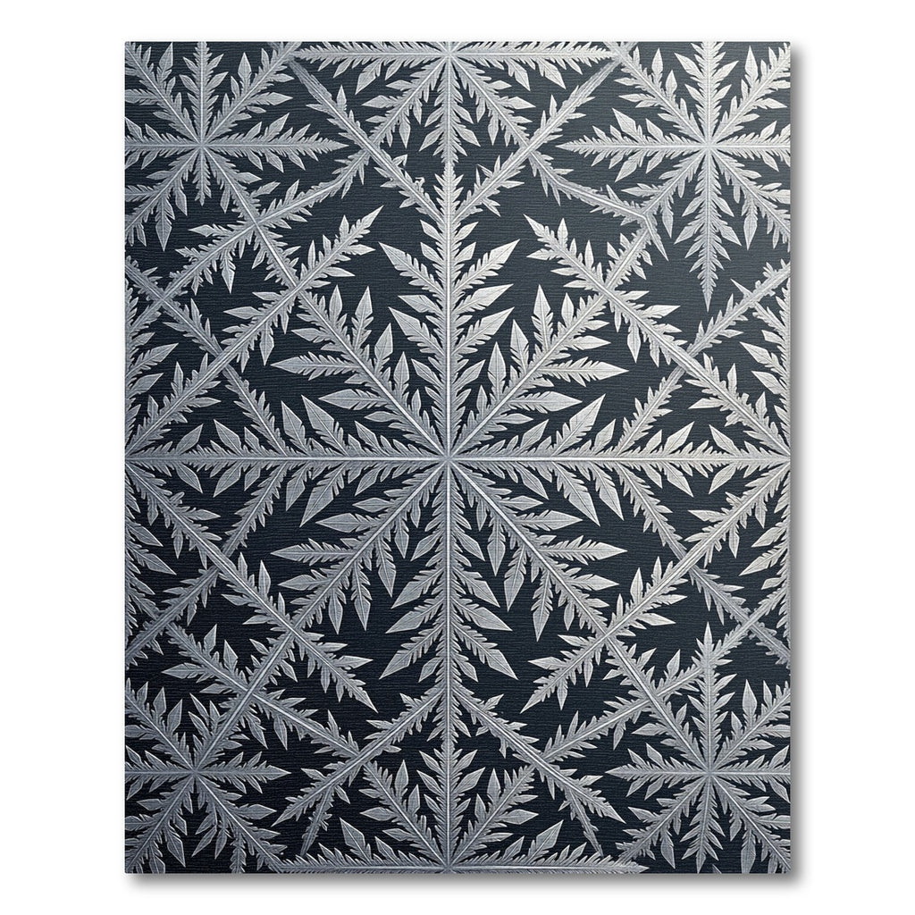Monochrome Frosty Crystal Fern Floral Rug