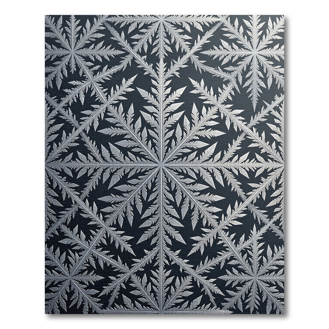Monochrome Frosty Crystal Fern Floral Rug