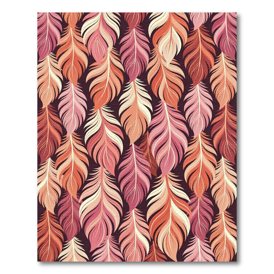 Warm Boho Feather Leaf Composition Rug