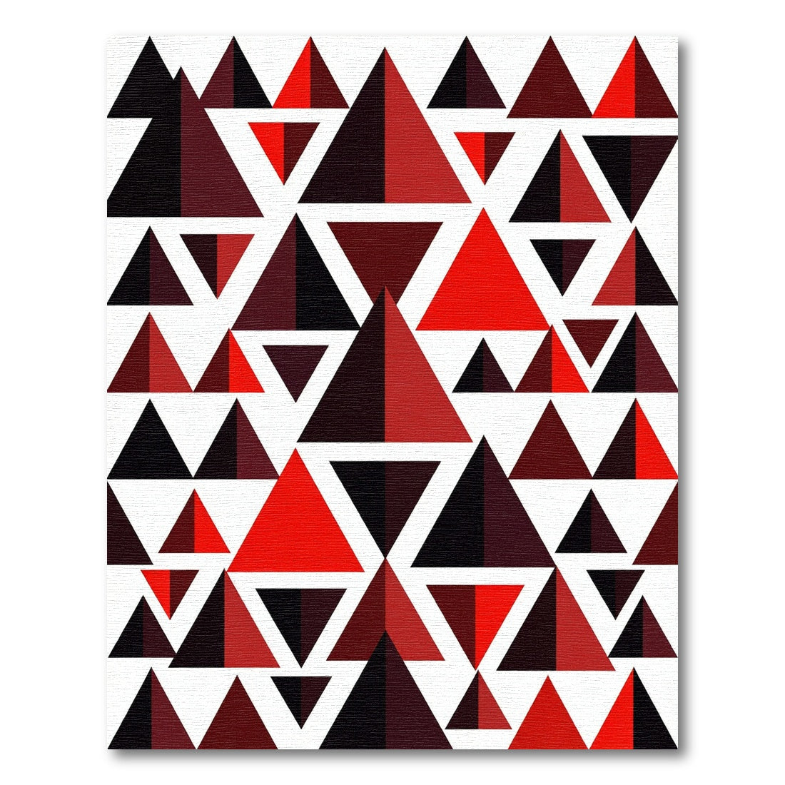 Red Black Triangles Geometric Composition Rug