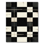 Black Cream Checkered Grunge Plaid Rug