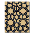 Sophisticated Charcoal Gold Geometric Hexagon Rug