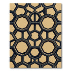 Sophisticated Charcoal Gold Geometric Hexagon Rug