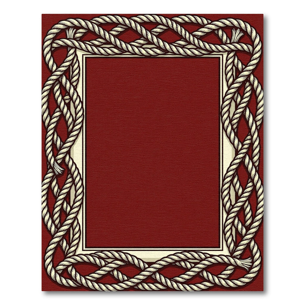 Braided Rope Border Red Rug