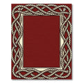 Braided Rope Border Red Rug
