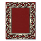 Braided Rope Border Red Rug