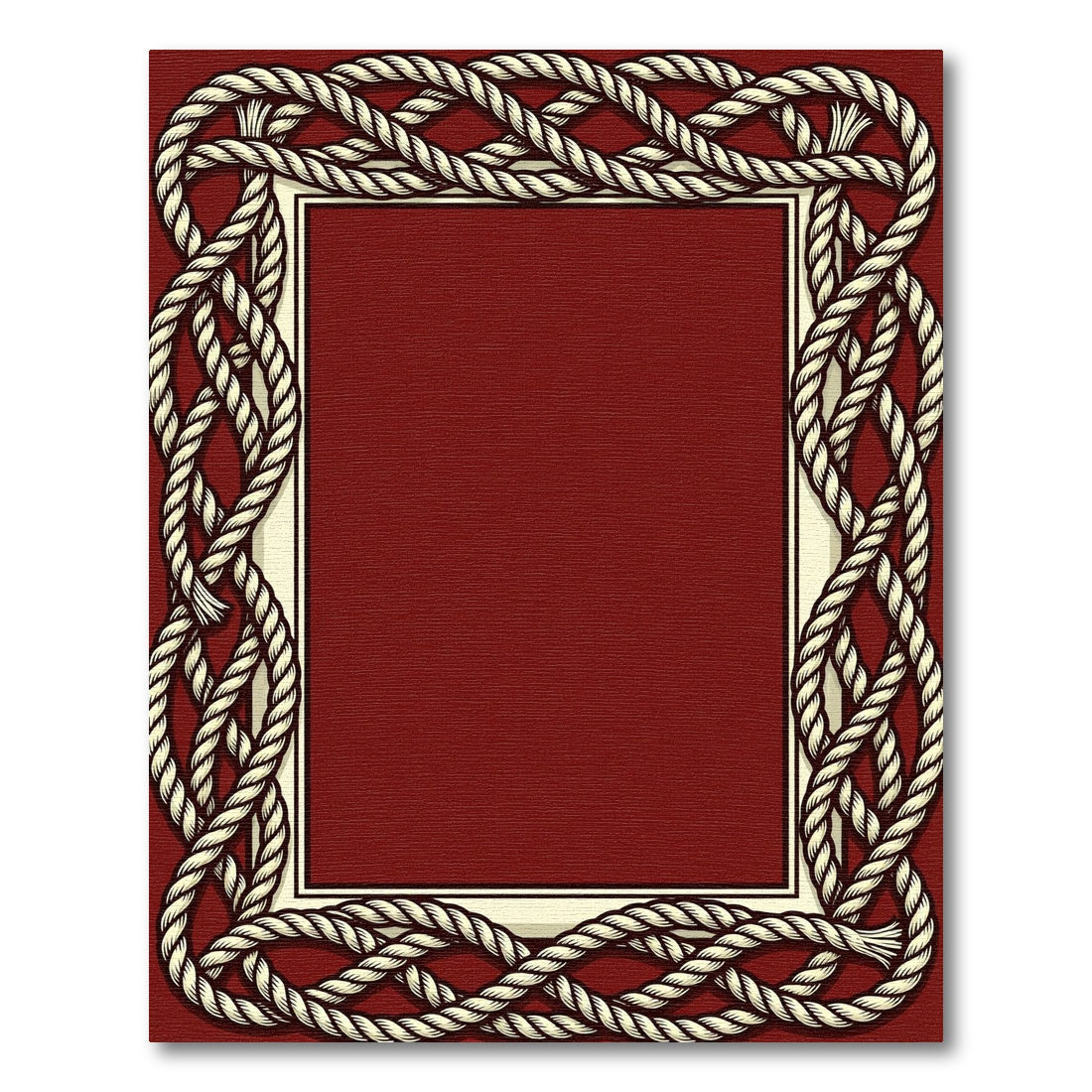 Braided Rope Border Red Rug
