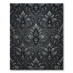 Dark Gray Damask Ornamental Scroll Rug