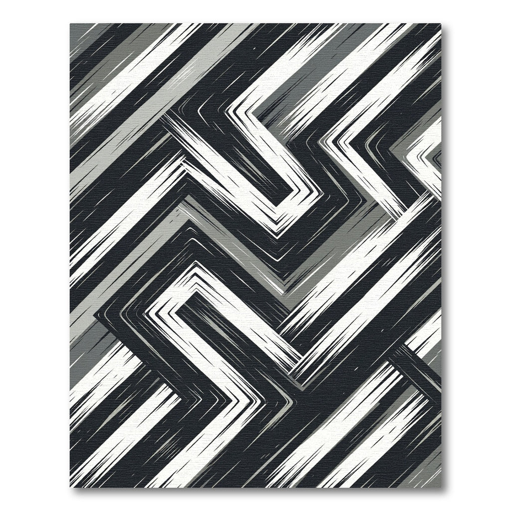 Monochrome Jagged Geometric Zigzag Rug