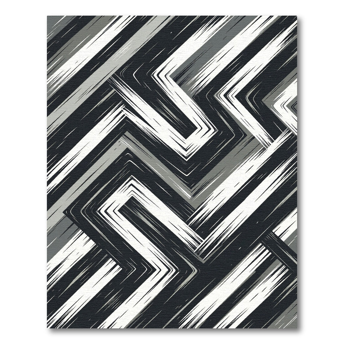 Monochrome Jagged Geometric Zigzag Rug