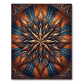 Golden Orange Blue Starburst Medallion Rug