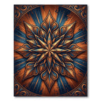 Golden Orange Blue Starburst Medallion Rug