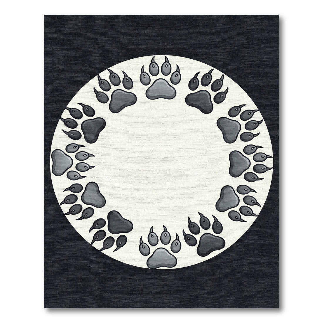 Circular Bear Paw Monochromatic Area Rug