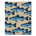 Blue Speckled Saltwater Fish Illustration Rug